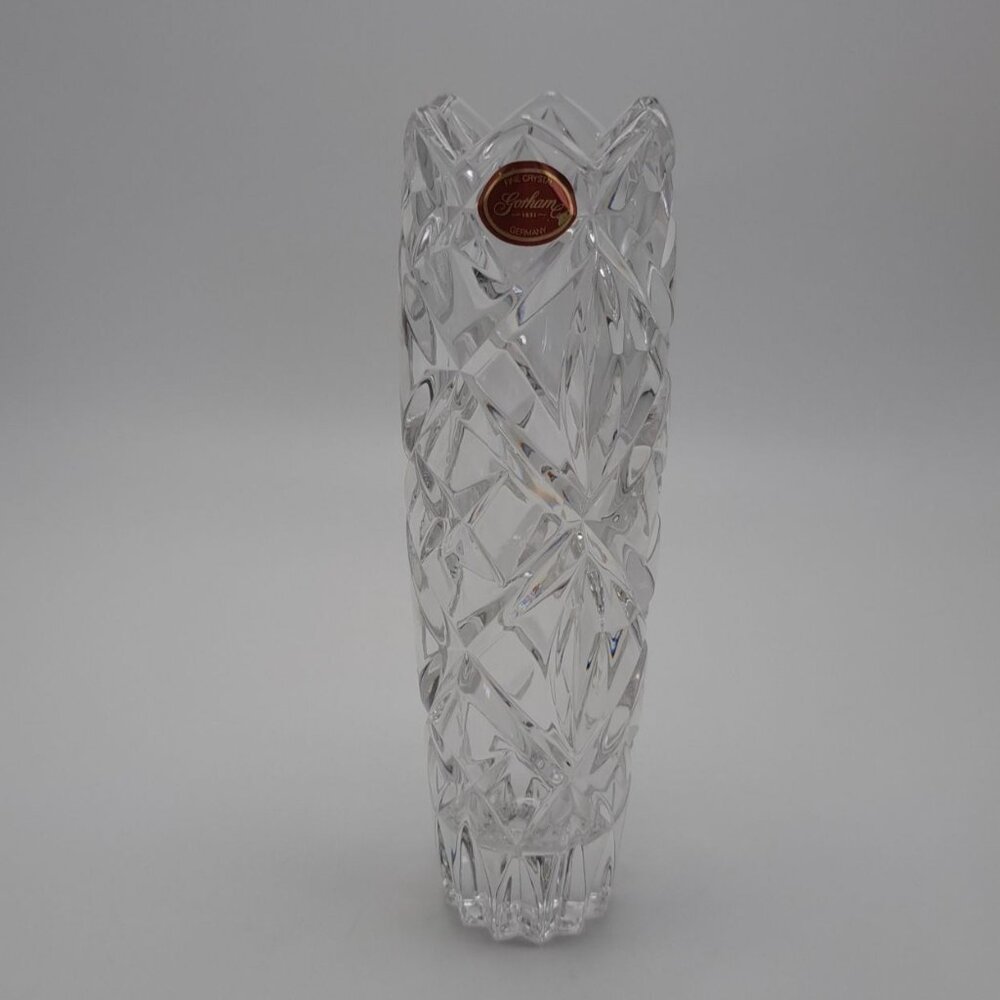 Gorham Germany Fine Crystal Vase With Intricate Diamond Cut Design